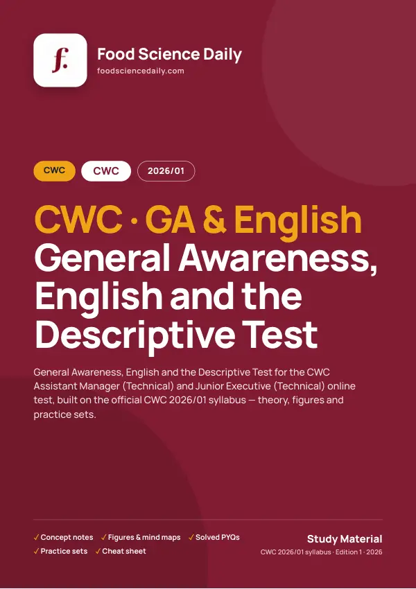 CWC Junior Executive (Technical) study material — Food Science Daily